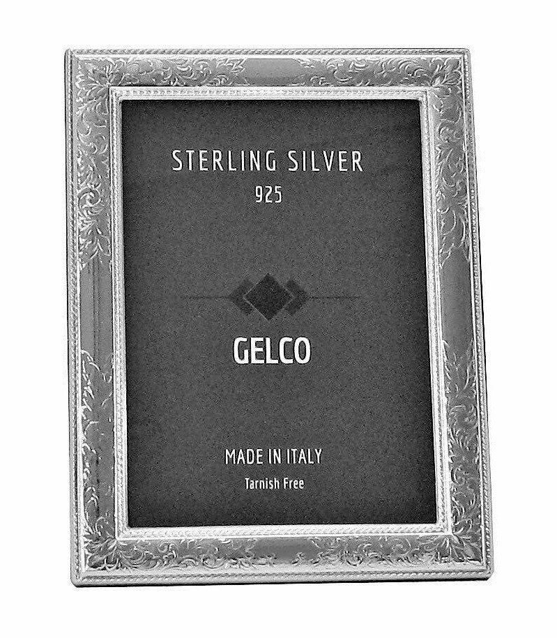 Italian 925 Sterling Silver Hand Chased Glossy Floral Picture Frame
