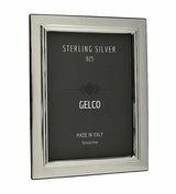 Italian 925 Sterling Silver & Wooden Glossy Classic Border Picture Frame (5x7)