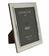 Italian 925 Sterling Silver & Wooden Glossy Classic Border Picture Frame (5x7)