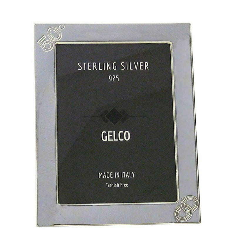 Fine Italian 925 Sterling Silver Glossy 50TH Anniversary Picture Frame