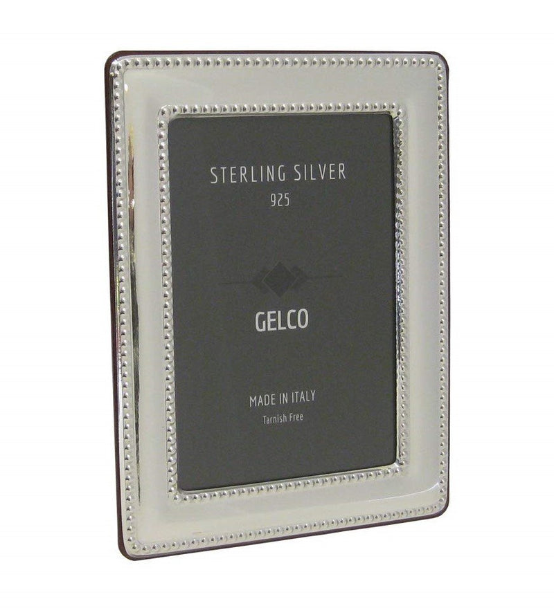 Italian 925 Sterling Silver Handmade Glossy Double Pearl Border Picture Frame