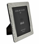 Gelco Italian 925 Sterling Silver & Wooden Texture Design Picture Frame