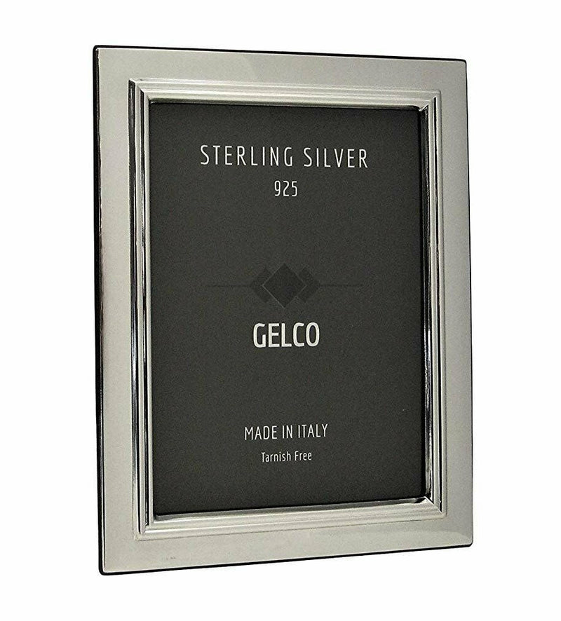 Italian 925 Sterling Silver & Wooden Glossy Classic Border Picture Frame (4x6)