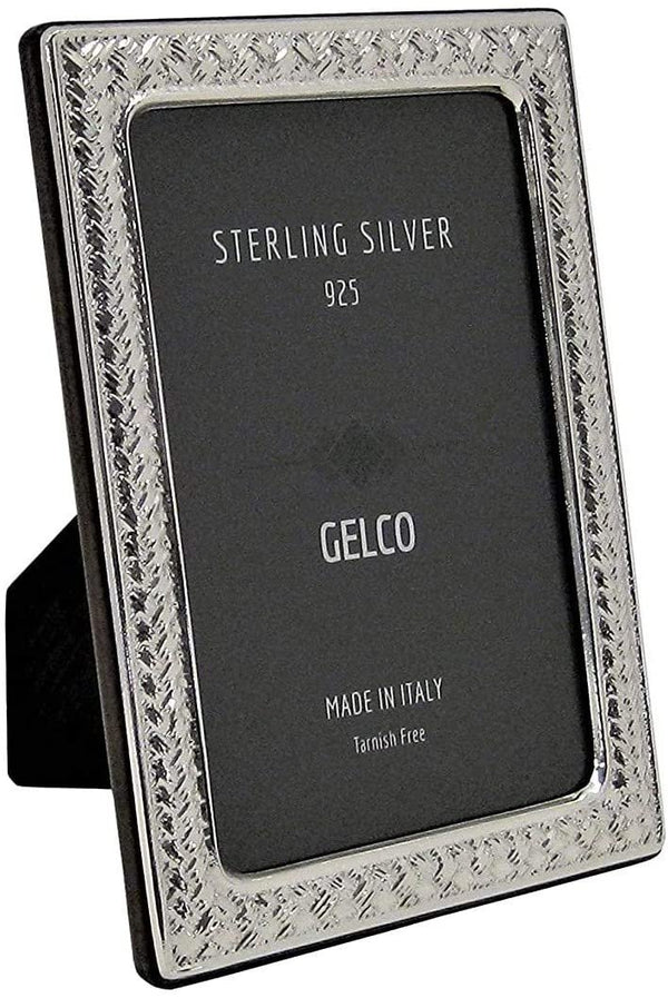 Gelco Italian 925 Sterling Silver & Wood Woven Picture Frame