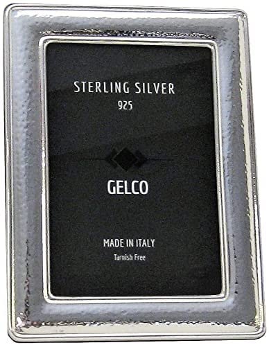 ITALIAN 925 STERLING SILVER HANDMADE GLOSSY HAMMERED PICTURE FRAME
